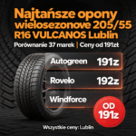 najtańsze opony wielosezonowe 205 55 R16 Lublin porównanie 37 marek