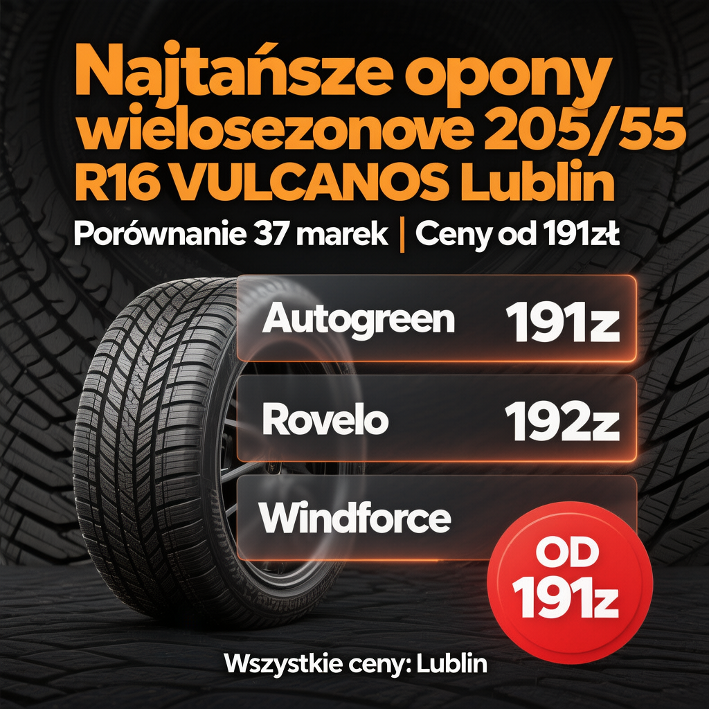 najtańsze opony wielosezonowe 205 55 R16 Lublin porównanie 37 marek